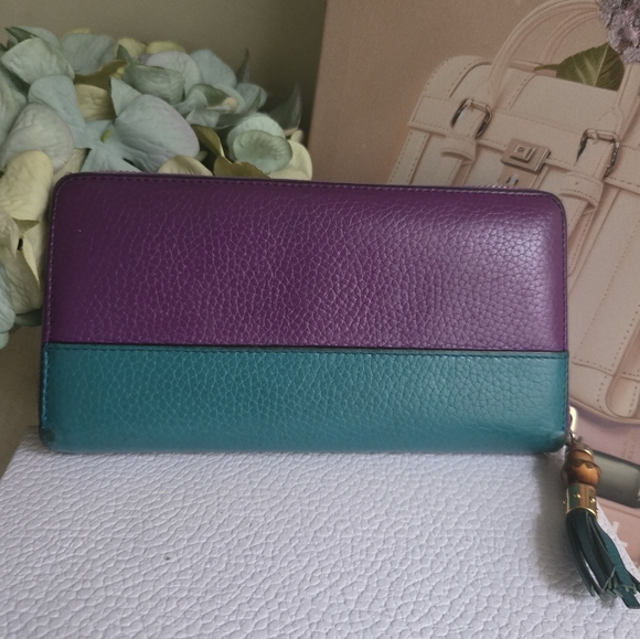 🛑SOLD🛑Gucci Bamboo Japanese Exclusive 2-Tone Long Continental Wallet GUC - Picture 2 of 15